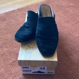 Free People Black Textured Mule Slides